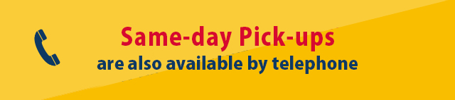 Same-day Pick-ups are also available for telephone reservations